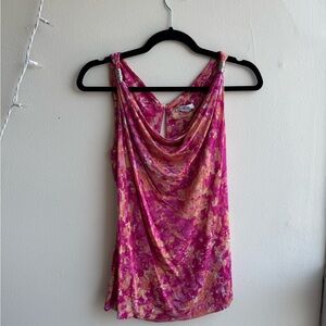 Cache Pink Cowl Neck Tank Top